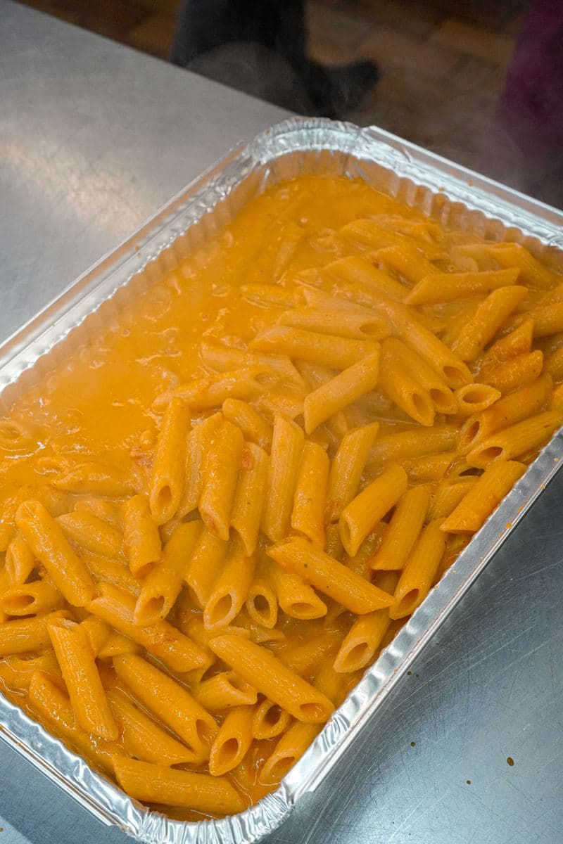 Tray of penne alla vodka
